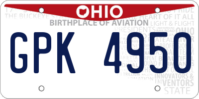 OH license plate GPK4950