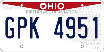 OH license plate GPK4951