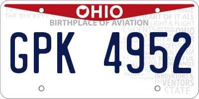 OH license plate GPK4952