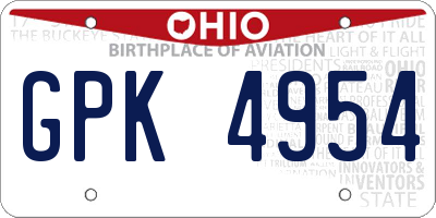OH license plate GPK4954
