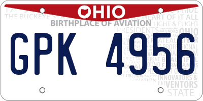 OH license plate GPK4956