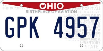 OH license plate GPK4957
