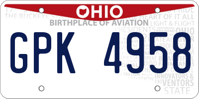 OH license plate GPK4958