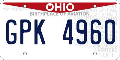 OH license plate GPK4960