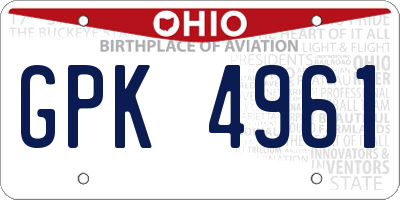 OH license plate GPK4961