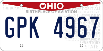 OH license plate GPK4967
