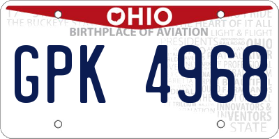 OH license plate GPK4968