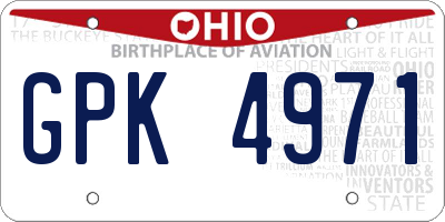 OH license plate GPK4971