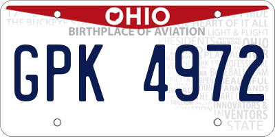 OH license plate GPK4972