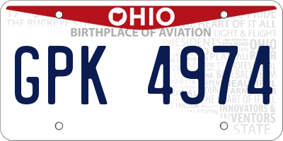 OH license plate GPK4974