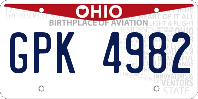 OH license plate GPK4982
