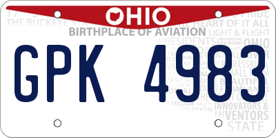OH license plate GPK4983