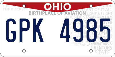 OH license plate GPK4985