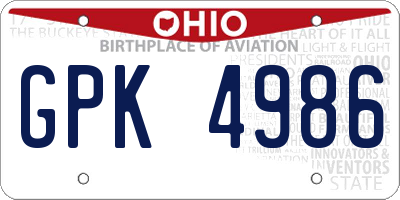 OH license plate GPK4986