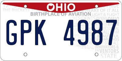 OH license plate GPK4987