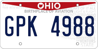 OH license plate GPK4988