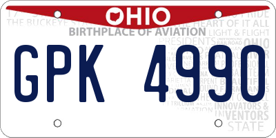 OH license plate GPK4990