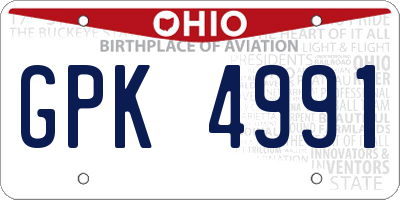 OH license plate GPK4991