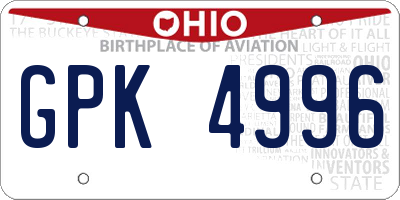 OH license plate GPK4996