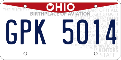 OH license plate GPK5014