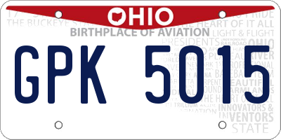 OH license plate GPK5015