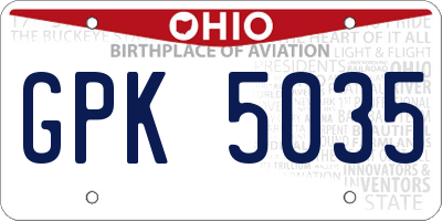 OH license plate GPK5035