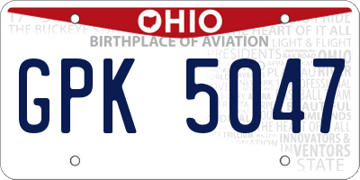 OH license plate GPK5047