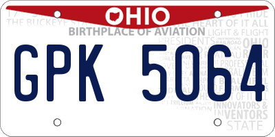 OH license plate GPK5064