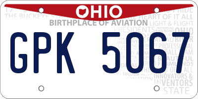 OH license plate GPK5067