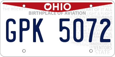 OH license plate GPK5072