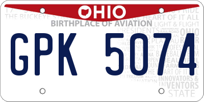 OH license plate GPK5074