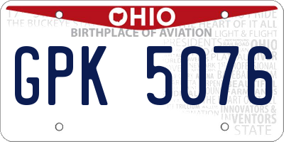 OH license plate GPK5076