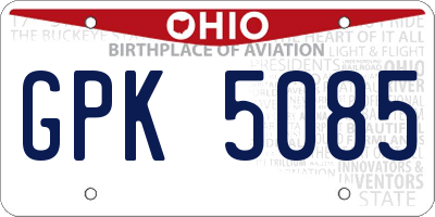 OH license plate GPK5085