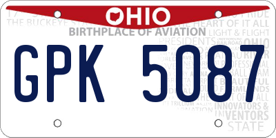 OH license plate GPK5087