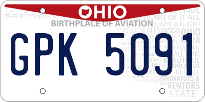OH license plate GPK5091