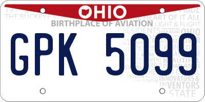 OH license plate GPK5099