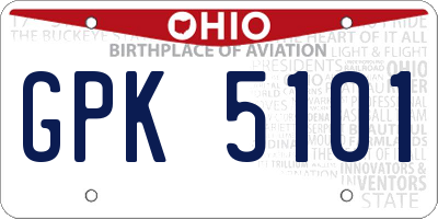 OH license plate GPK5101