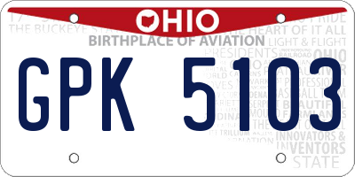 OH license plate GPK5103