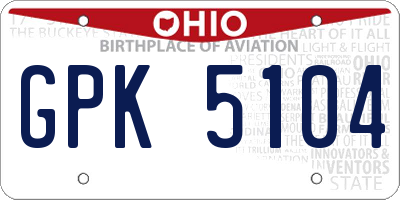 OH license plate GPK5104