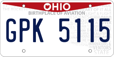 OH license plate GPK5115