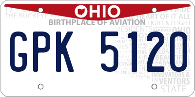 OH license plate GPK5120