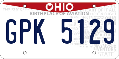OH license plate GPK5129