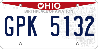 OH license plate GPK5132