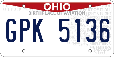 OH license plate GPK5136