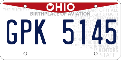 OH license plate GPK5145
