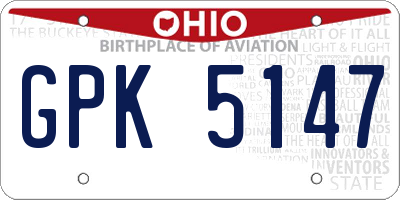 OH license plate GPK5147
