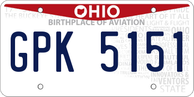 OH license plate GPK5151