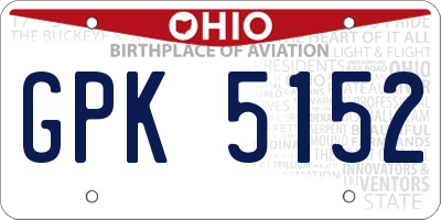OH license plate GPK5152