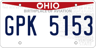 OH license plate GPK5153