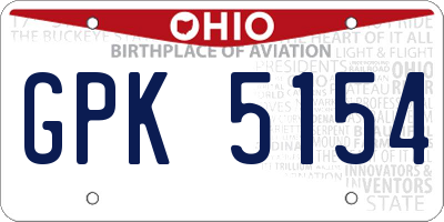 OH license plate GPK5154